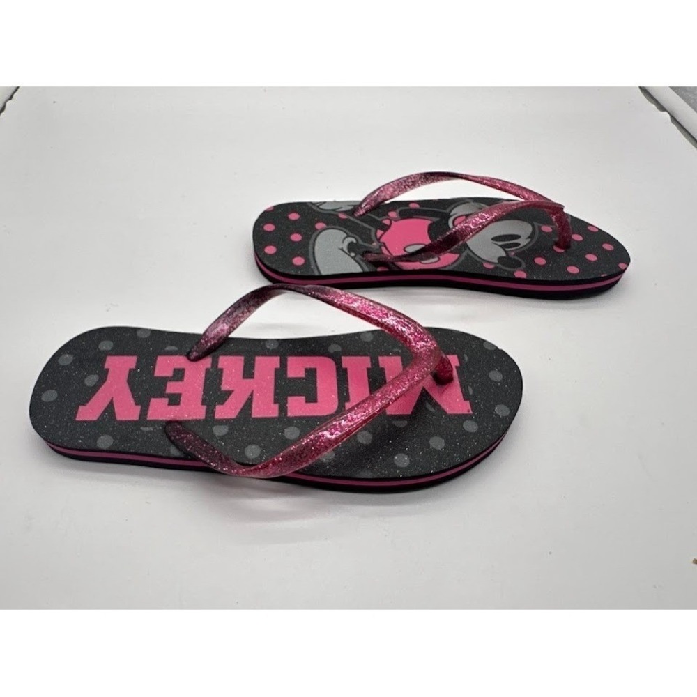 Disney Mickey Mouse Pink Glitter Flip‎ Flops Sandals Polka Dot Womens Size 6